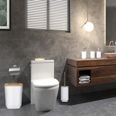 Набір аксесуарів для ванної кімнати JOTOM з бамбука (6 шт.) - сірий колір