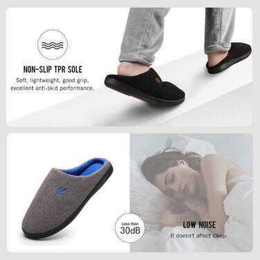 Тапочки для дому WateLves з Memory Foam для жінок та чоловіків, сірі та блакитні, 42/43 EU