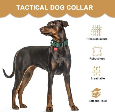 Тактичне нашийник для собак з ручкою, XL, зелений. Міцний, регульований, з металевою застібкою та неопреновою підкладкою