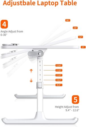 Приставний столик SAIJI для ноутбука з регулюванням висоти, 5 рівнів, складаний, для дивану/підлоги, 52*30 см, теак, 60*33 см