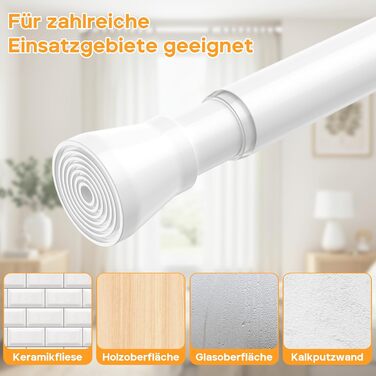 Тelescopic штанга для карнизи без свердління 120-200см - для штор, душових перегородок, вікон, ванної кімнати (1шт, білий)