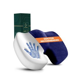 Ортопедична подушка для сидіння з Memory Foam – для офісного крісла та авто, зняття тиску, комфорт при тривалому сидінні, нековзка, знімний чохол (Синій)