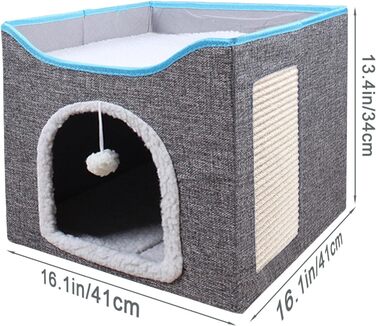 Будиночок для котів FURRYPAWS - затишний будиночок для котів для дому та вулиці, ідеальний для котів та кошенят, стабільна конструкція, сірий, на 2 котів