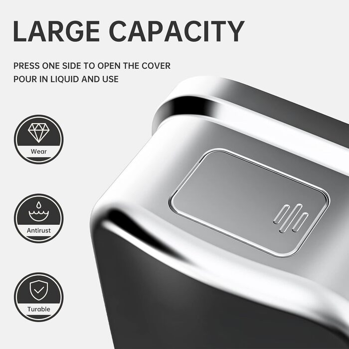 Stainless Steel Wall Mounted Soap Dispenser - 1000ml - Hygienic Easy Push - Plusssen SS-1000ml