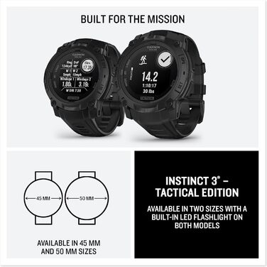 Garmin Instinct 3 Tactical Edition: Тактичний GPS-годинник з сонячним дисплеєм, 45 мм