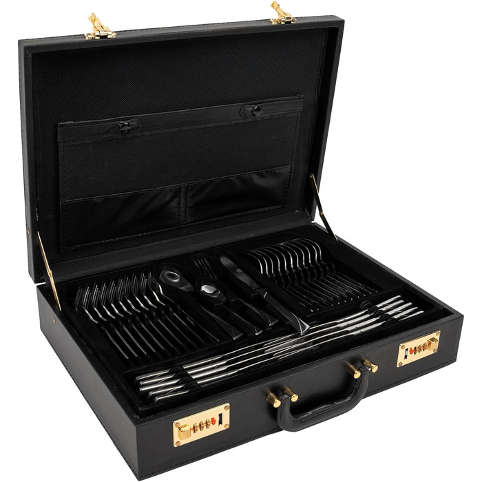 Набір столових приборів на 12 осіб (72 шт.) з нержавіючої сталі, стійкий до миття в посудомийній машині, у кейсі