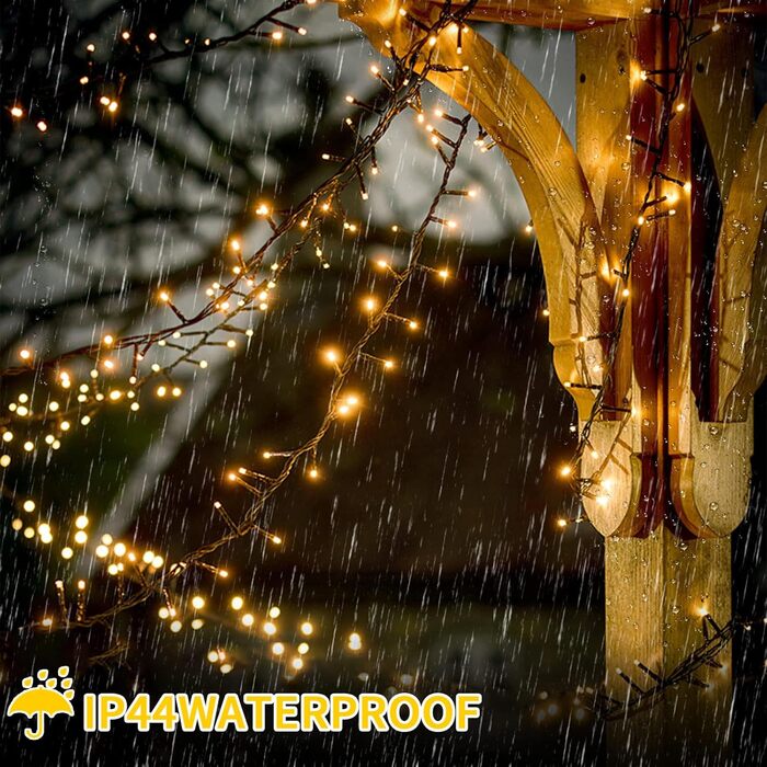Льо́хка гірлянда 1400 LED для дому та саду: 8 режимів, пульт, таймер, вологостійка, тепле світло, для декору вечірок, свят, ялинки