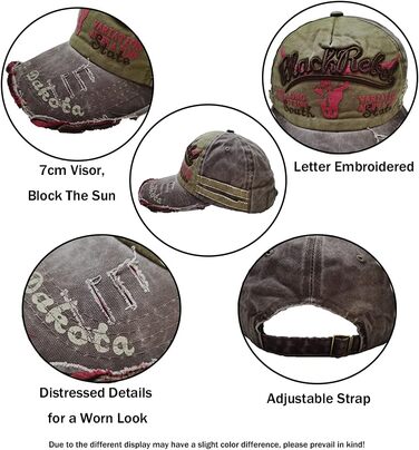 Кепка бейсболка вінтажна Baumwolle з бавовни, випрана джинсова, з потертостями, для чоловіків та жінок, стильна, спортивна, hip hop, регульована, універсальний розмір, колір A-Braun