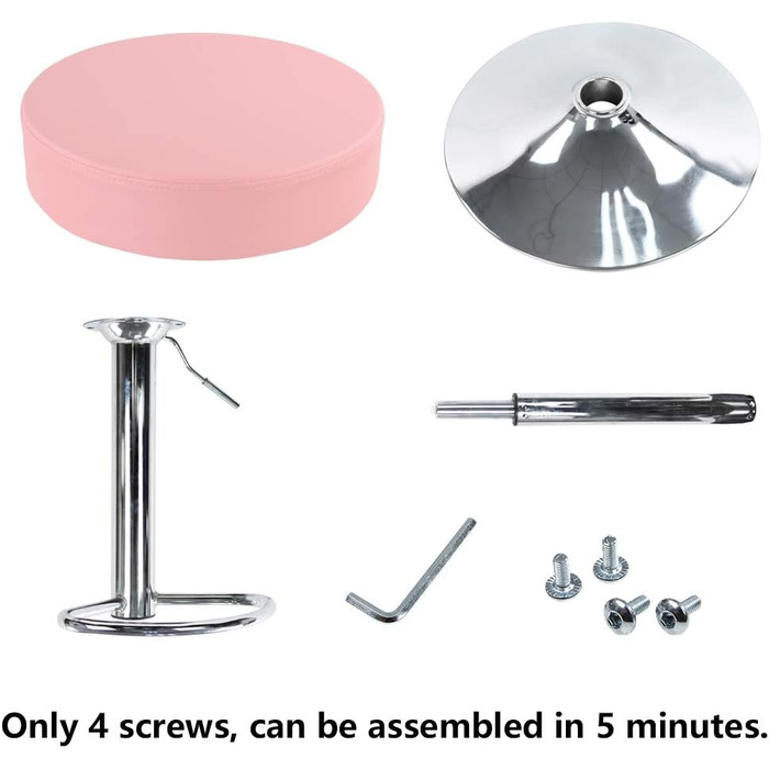 KKTONER Adjustable Height Swivel Bar Stool - SPA, Office & Beauty - PU Leather (Pink)