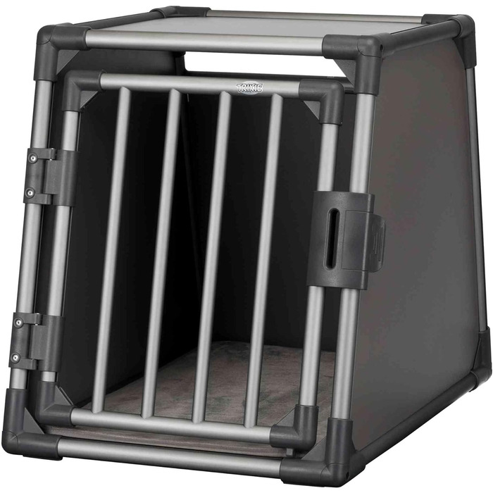 Тріксі переносна клітка для собак, алюміній, 60x65x86 см, стабільна, тиха, з безпечним замком та неслизьким килимком - 39342 (графіт, L 74x55x61 см, однокімнатна клітка)