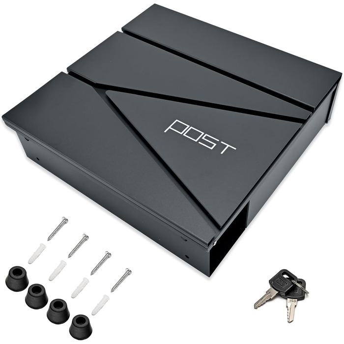 Поштовий ящик Verda з газетницею, нержавіюча сталь, антрацит, 2 ключі - дизайнерський настінний ящик з прихованим замком