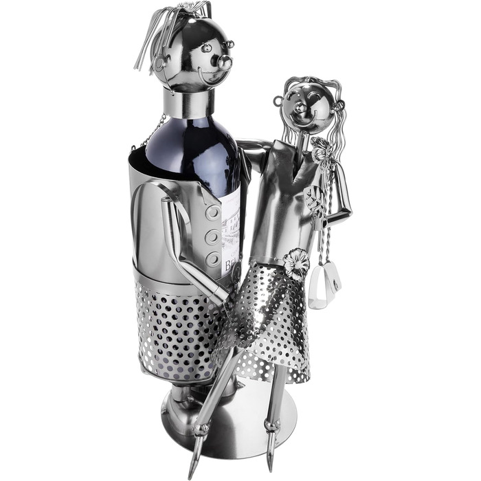 BRUBAKER Bottle Holder, Loving Couple Metal Sculpture with Gift Card