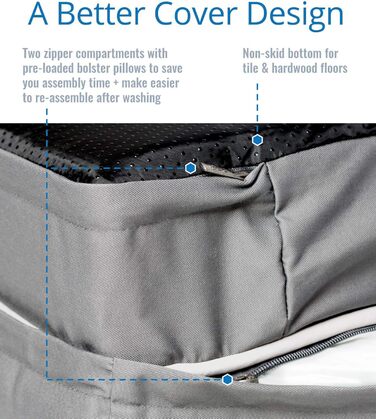 Крісло-лежанка для собак та котів PetFusion Ultimate Memory Foam, сірий колір, 64 x 51 x 14 см