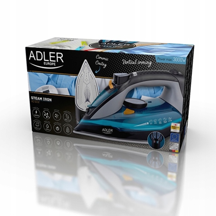 Парова праска Adler 5032 3000 Вт: 5 функцій, автовимкнення, керамічна підошва