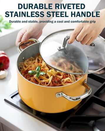 Набір посуду Cook N Home 10 предметів, антипригарне покриття, індукційне, з нержавіючої сталі, жовтий