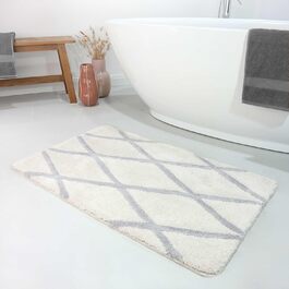 Homie Living Bath Mat, Non-Slip and Washable Fluffy Rug with Soft Pile, San Bosa (60 x 100 cm, Beige Grey) Beige Grey 60 x 100 cm