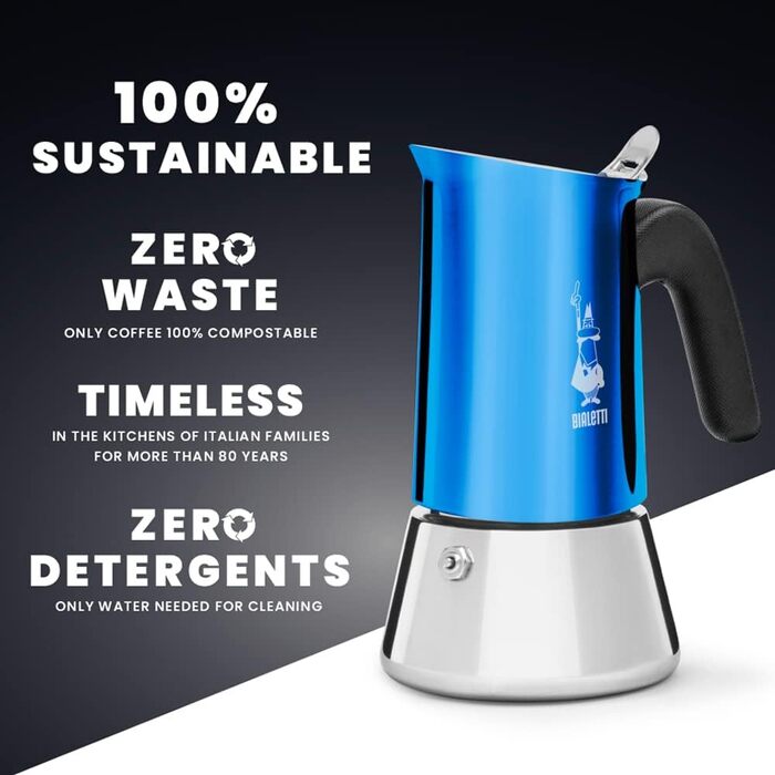 Еспресо-машина Bialetti Venus Induction - італійська якість, нержавіюча сталь, 4 чашки, срібляста