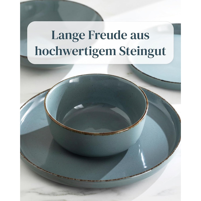 Набір чашок для кави Steingut (6 шт.) з рустикального стилю, Rauchblau (460 мл)