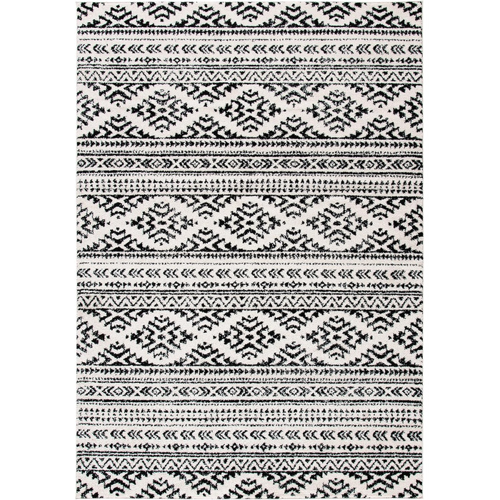 Килим Safavieh Boho Tulum для вітальні, їдальні, спальні - 183 x 274 см, короткий ворс, колір слонова кістка та чорний