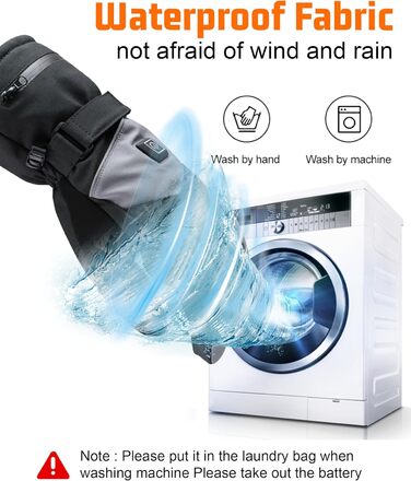 Гріючі рукавички 7.4V 3000mAh для жінок та чоловіків, водонепроникні, вітрозахисні, з підтримкою сенсорного екрану, для мотоциклів, активного відпочинку, походів та кемпінгу (L, Чорний)