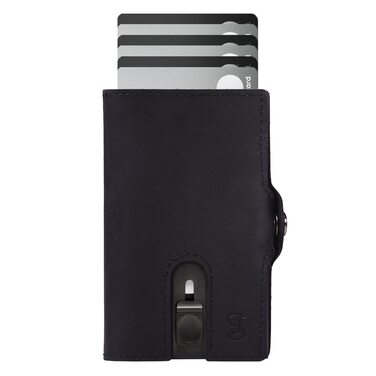 Slimjack Смарт-гаманець з відділенням для монет та RFID-захистом - Чоловічий алюмінієвий картхолдер для карт та монет (Чорний)