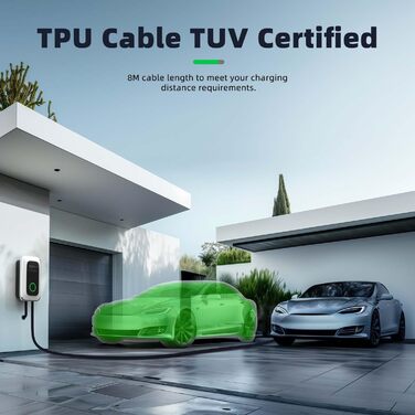 Зарядна станція для електромобіля 11 кВт, 32A, Type 2, WiFi, APP - EV Wallbox 230V (6м)