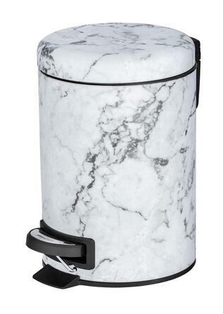 Сміттєвий відер з педаллю WENKO Onyx 3 л, сталеве, дизайн під мармур, 17 x 25 x 22,5 см