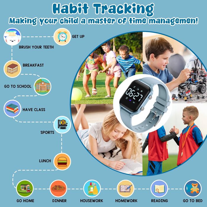 Дитячий розумний годинник для дітей 5-14 років: спорт, крокомір, будильник, Rock Blue