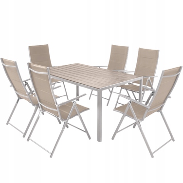 Комплект садових меблів Focus Garden, метал, срібний, 7 предметів