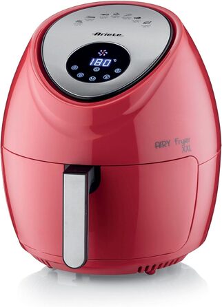 Ariete Airy Fryer XXL 4618, Hot Air Fryer 7 Liter, 60-Minute Timer, LCD and Touchscreen with 7 Cooking Levels, Maximum Temperature 200° C, Capacity 2.5Kg, 1800W, Red