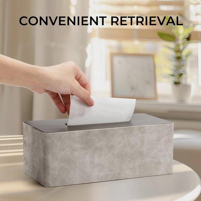 Скляниця для серветок з дерева та металу, 24x12x9 см, сіра, для дому, ванної кімнати, офісу