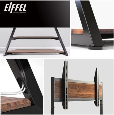 FITUEYES Modern TV Stand for 75-100 inch TVs - Adjustable Height, Swivel, Wood & Metal, Cable Management, VESA 800x600, Eiffel Series