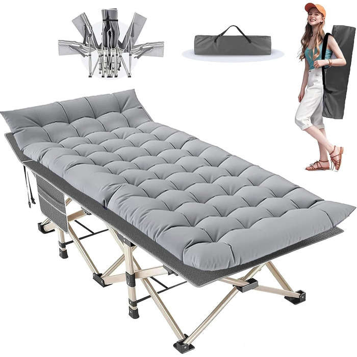 Розкладне ліжко для кемпінгу Newfulam XXL/XL з матрацом, до 400 кг, для дому та відпочинку на природі