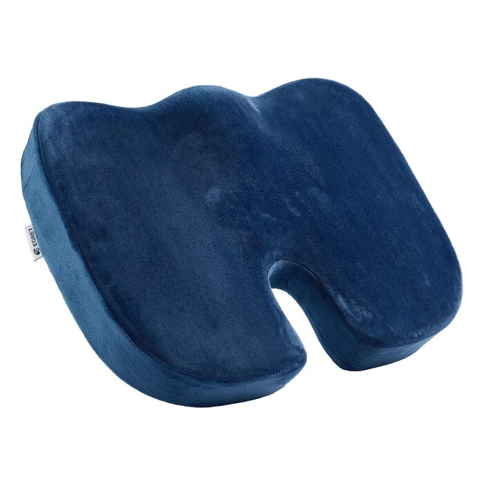 Подушка для попереку та сидіння Egret з піни Memory Foam для офісного крісла та авто, темно-синя – підтримка спини, зняття болю, корекція постави