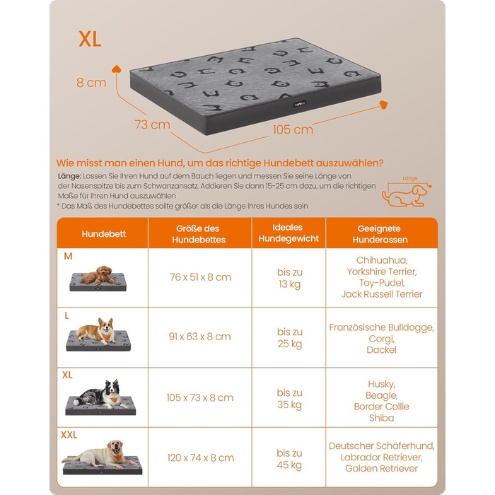 Крізь для собак Feandrea, розмір M, 76 x 51 x 8 см, водовідштовхувальний, для маленьких та мініатюрних собак, сірий, PGW241G01