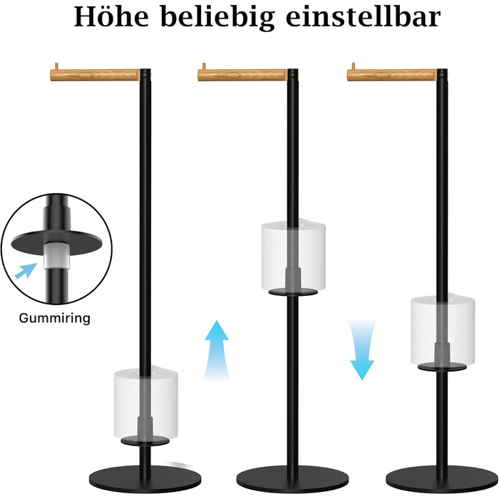 Тримач туалетного паперу YIGII без свердління, нержавіюча сталь, щітка, самоклеючий, для ванної кімнати та кухні (чорний)
