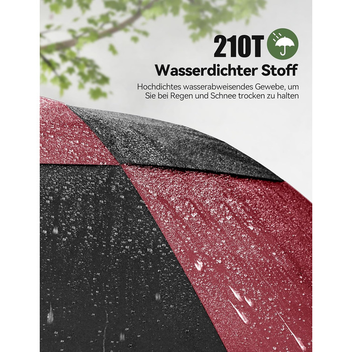 TECKNET Головний парасолька велика XXL, гольф-парасолька 68 дюймів, стійка до вітру, з подвійною конструкцією, вентильована, з великою ручкою EVA, для жінок та чоловіків, чорна та червона, діаметр 150 см