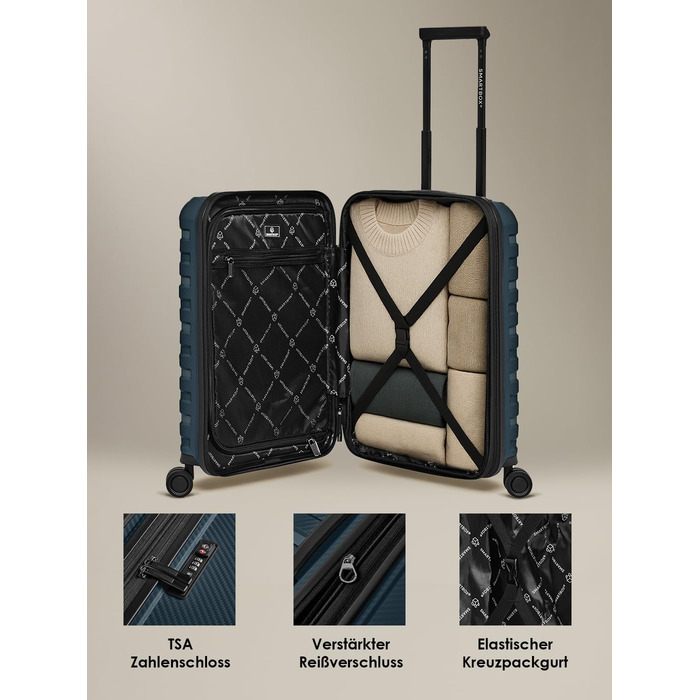 Набір валіз SMARTBOX Hartschalen 3 шт. | Розширювані, з TSA-замком, з відділом для ноутбука | Navy (S, 55 см)