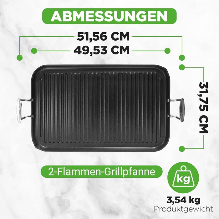 Чавунна сковорода гриль NutriChef 28 см з антипригарним рифленим покриттям для газової плити, індукції та духовки