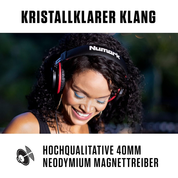 Numark DJ Pro Paket Platinum FX: DJ контролер з 4-дековим управлінням, аудіоінтерфейсом, дисплеями Jogwheel та ефект-педами, HF175 навушники (40 мм драйвер)