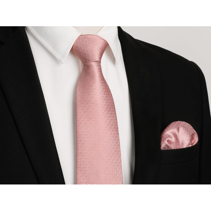 Краватка для чоловіків HISDERN з кишеньковим хустинкою в горошок, для весілля, класичний стиль, бізнес, набір краваток та хустинки, універсальний розмір (A-22 Blush Pink)