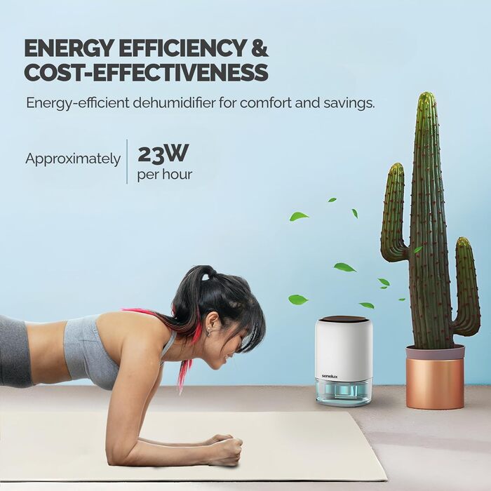 Електричний осушувач повітря Senelux з 7 кольоровими підсвітками, портативний, автоматичне вимкнення для сушіння одягу, для спальні, від цвілі, у шафу