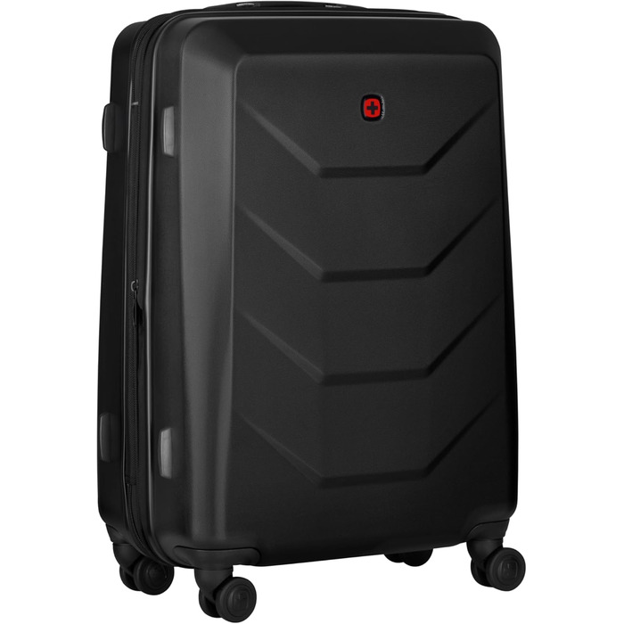 WENGER Prymo Medium Hard Shell Suitcase with 4 Wheels, Trolley, Medium Size, 59 (67) L, Security Lock, Women's/Men's, Travel/Vacation, Black, 612537