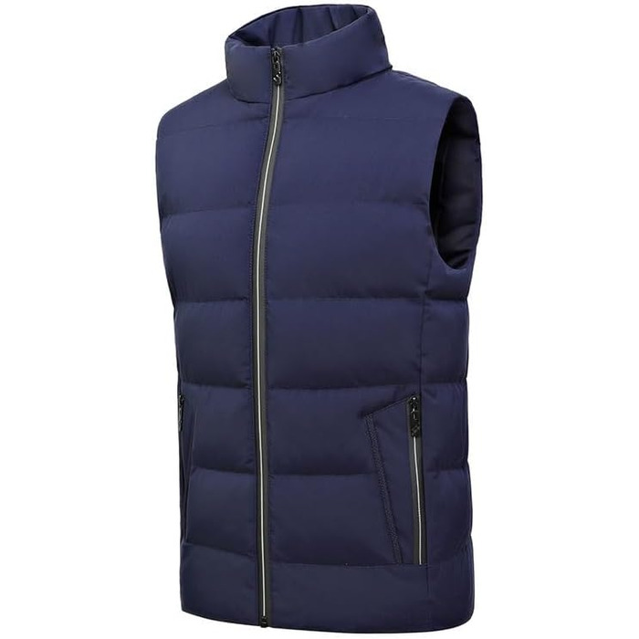 Чоловіча зимова степкова жилетка з коміром-стійкою, тепла, товста, без рукавів, бодівармер, слім-степкова куртка, для активного відпочинку, темно-синій