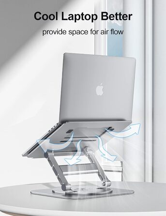 MCHOSE Adjustable Laptop Stand - Ergonomic Aluminum Laptop Riser for Desk - 360° Rotation - Compatible with MacBook Air & 10-17' Laptops