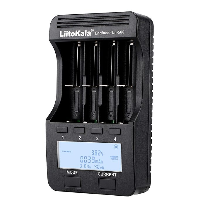 Зарядний пристрій LiitoKala Lii-500 для Li-ion, LiFePO4, Ni-MH/Cd акумуляторів 18650/21700/26650/AA/AAA/C/9V з LCD-дисплеєм