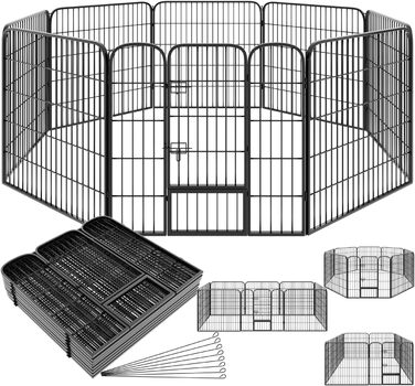 Тектейк вольєр для цуценят, 60 см, 8 граней, чорний - 402502