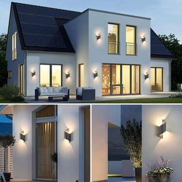 LED вулична/внутрішня бра, 10W, IP65, тепле світло 3000K, вуличні бра, сучасні декоративні світильники Up Down для саду, вітальні, спальні, антрацит