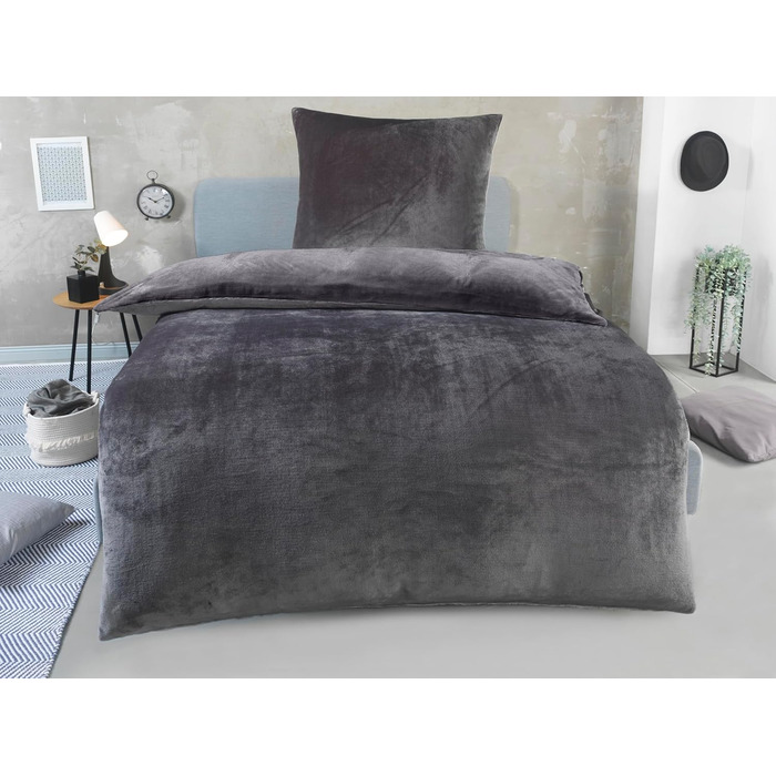 DreamHome Зимова двостороння плюшева постільна білизна 135x200 Nicky-Teddy Cashmere Touch Coral Fleece ковдра + наволочка 80x80, сірий колір