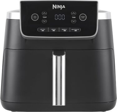 Ninja PRO Air Fryer Hot Air Fryer, 4.7L Air Fryer, Single Basket Hot Air Fryer, 4-in-1, for 1-2 Portions, Digital, Cook from Frozen, Non-Stick Drawer & Crisper Basket, Black AF140EU